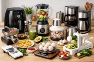 Collection of the best Amazon kitchen gadgets on a counter.