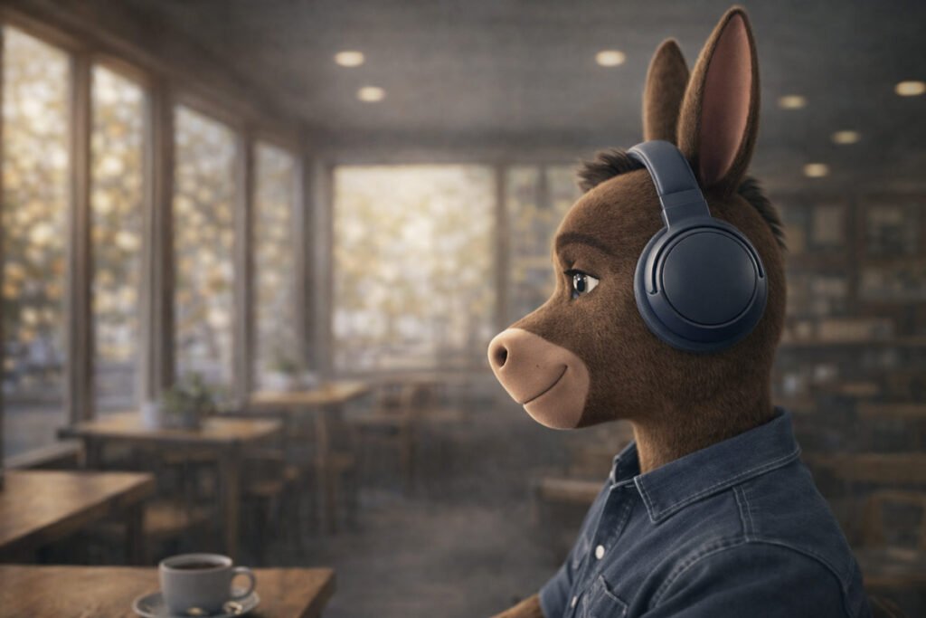 Best Noise-Cancelling Headphones If You Work From Cafés (Without Ear Pressure Fatigue) 2 noise-cancelling headphones for cafes showing cushioned ear pads and comfortable fit on Gregory