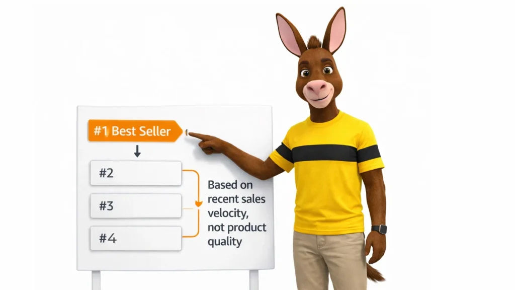 Amazon best sellers ranking explained with Gregory showing how the #1 best seller badge is based on recent sales velocity